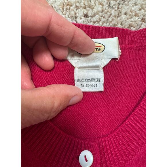 TALBOTS Women's Cardigan Sweater, Size XL, 100% CASHMERE, Hot Pink - Picture 4 of 11